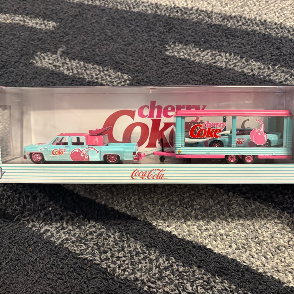 Coca Cola Cherry Toy Car Hauler in Teal & Pink